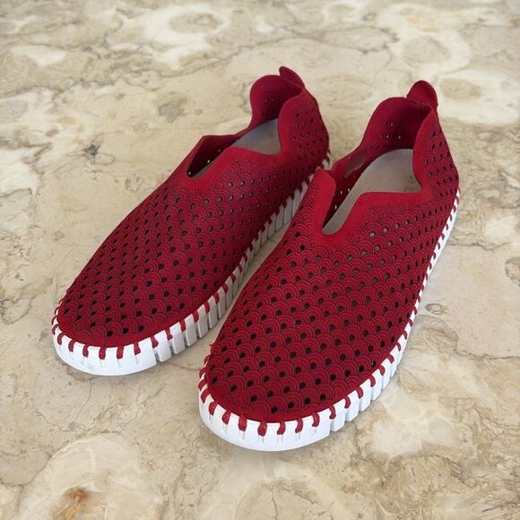 ILSE JACOBSEN - TULIP Slip on Flats Deep Red - Picture 3 of 14